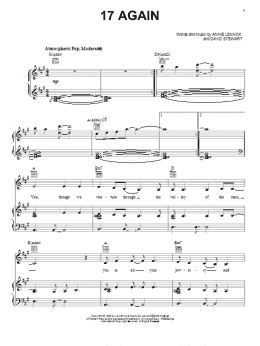 page one of 17 Again (Piano, Vocal & Guitar Chords (Right-Hand Melody))