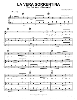 page one of La Vera Sorrentina (The Fair Maid Of Sorrento) (Piano, Vocal & Guitar Chords (Right-Hand Melody))