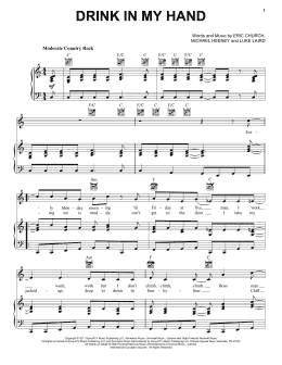 page one of Drink In My Hand (Piano, Vocal & Guitar Chords (Right-Hand Melody))