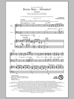 page one of Bruno Mars: Hitmaker! (Medley) (3-Part Mixed Choir)