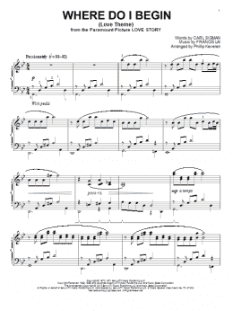page one of Where Do I Begin (Love Theme) (arr. Phillip Keveren) (Piano Solo)