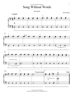 page one of Song Without Words (Piano Duet)