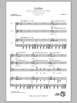 page one of Soldier (Based on "Johnny Has Gone For A Soldier") (3-Part Mixed Choir)