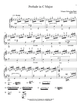 page one of Prelude In C Major, BMV 924 (Piano Solo)