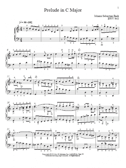 page one of Prelude In C Major, BMV 943 (Piano Solo)