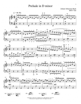 page one of Prelude In D Minor, BMV 926 (Piano Solo)
