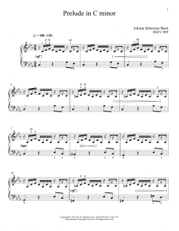 page one of Prelude In C Minor, BMV 999 (Piano Solo)