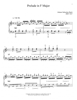 page one of Prelude In F Major, BMV 927 (Piano Solo)