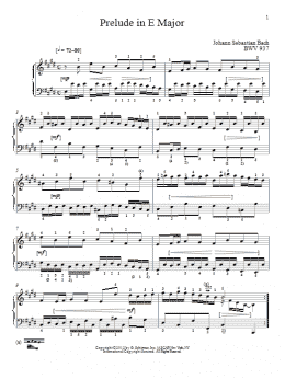 page one of Prelude In E Major, BMV 937 (Piano Solo)