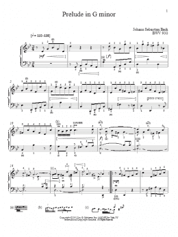 page one of Prelude In G Minor, BMV 930 (Piano Solo)