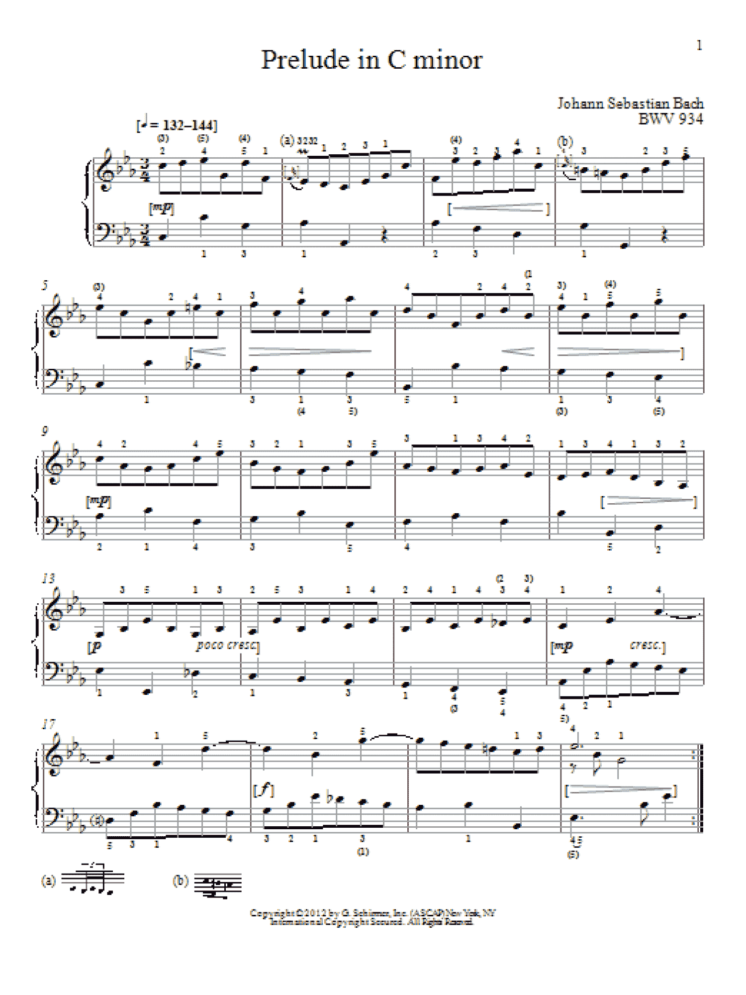 Prelude In C Minor, BMV 934 (Piano Solo)