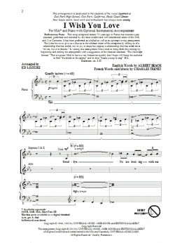 page one of I Wish You Love (arr. Ed Lojeski) (SSA Choir)