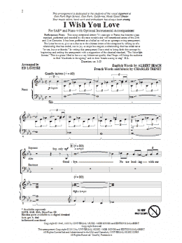 page one of I Wish You Love (arr. Ed Lojeski) (SAB Choir)