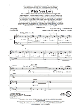 page one of I Wish You Love (arr. Ed Lojeski) (SATB Choir)