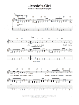 page one of Jessie's Girl (Guitar Tab (Single Guitar))