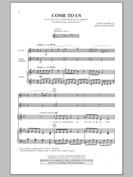 page one of Come To Us (2-Part Choir)