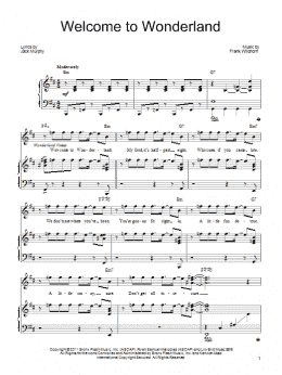 page one of Welcome To Wonderland (Piano, Vocal & Guitar Chords (Right-Hand Melody))