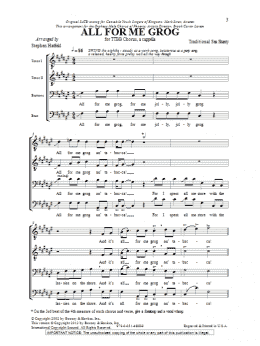 page one of All For Me Grog (TTBB Choir)