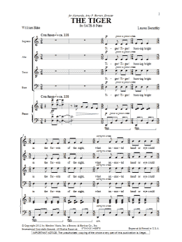 page one of The Tiger (SATB Choir)