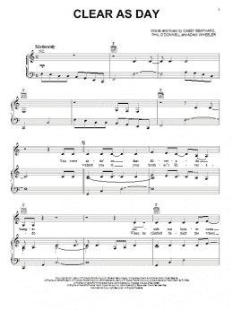 page one of Clear As Day (Piano, Vocal & Guitar Chords (Right-Hand Melody))