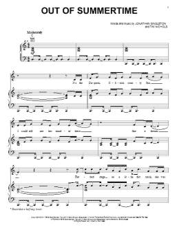 page one of Out Of Summertime (Piano, Vocal & Guitar Chords (Right-Hand Melody))