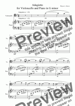 page one of Adagietto for Violoncello and Piano
