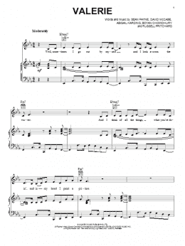 page one of Valerie (Piano, Vocal & Guitar Chords (Right-Hand Melody))
