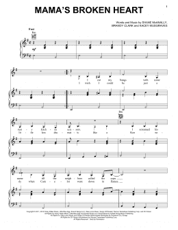 page one of Mama's Broken Heart (Piano, Vocal & Guitar Chords (Right-Hand Melody))