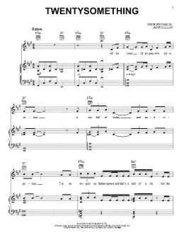 page one of Twentysomething (Piano, Vocal & Guitar Chords (Right-Hand Melody))