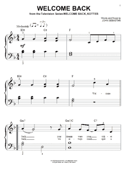 page one of Welcome Back (Big Note Piano)