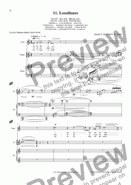 page one of DREAM JOURNEY (Basho) op140/11. Loneliness. Voice, fl, pf