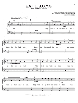 page one of E.V.I.L. B.O.Y.S. (Easy Piano)