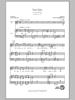 page one of Tear Of Joy (SATB Choir)