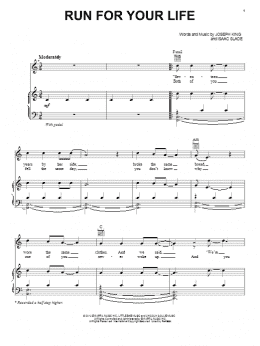 page one of Run For Your Life (Piano, Vocal & Guitar Chords (Right-Hand Melody))