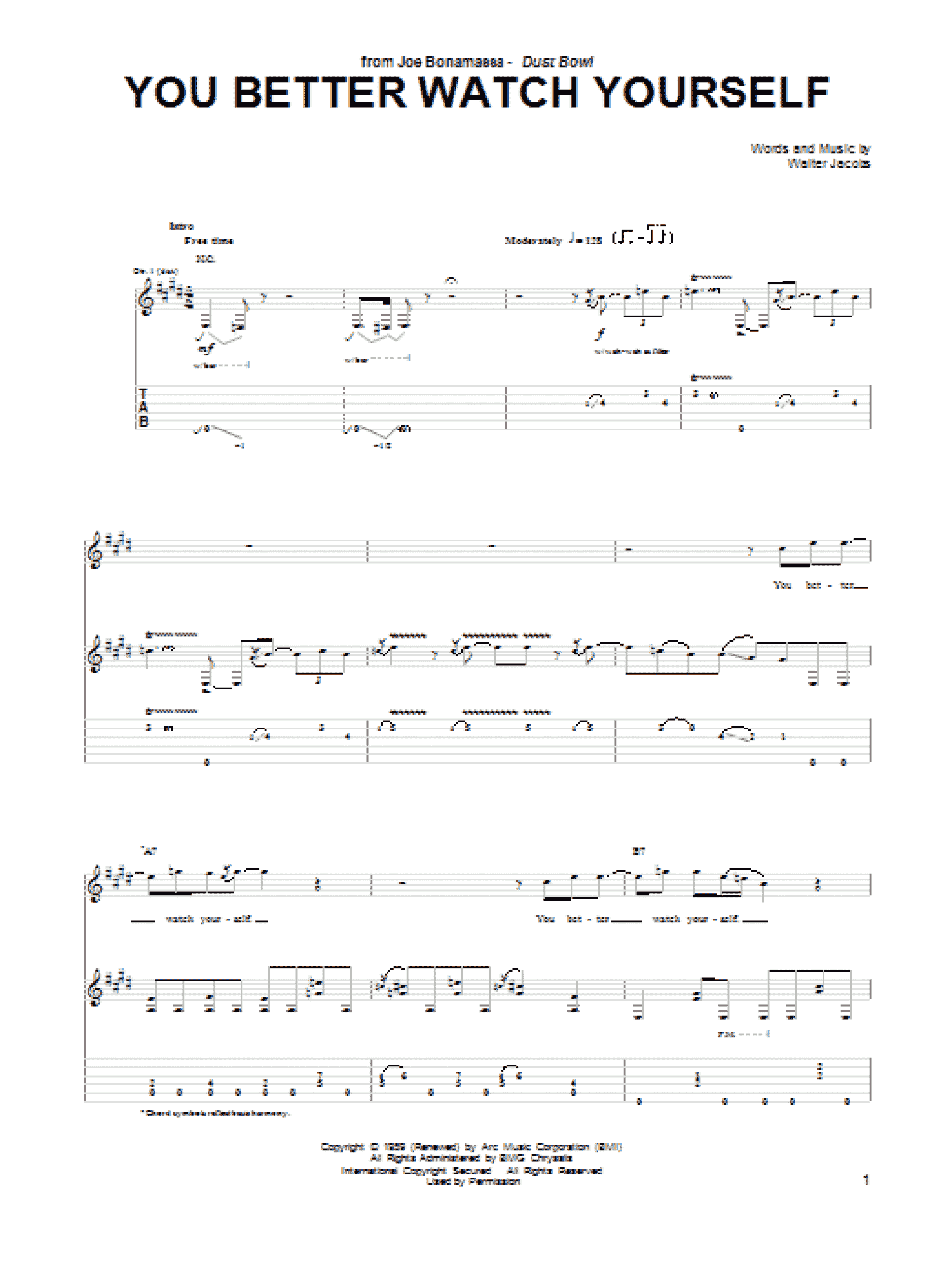 You Better Watch Yourself (Guitar Tab)