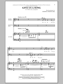 page one of Give Us A Song (TTBB Choir)