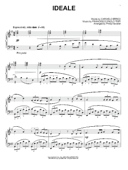 page one of Ideale (arr. Phillip Keveren) (Piano Solo)
