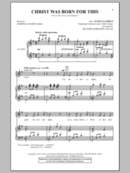 page one of Christ Was Born For This (SATB Choir)