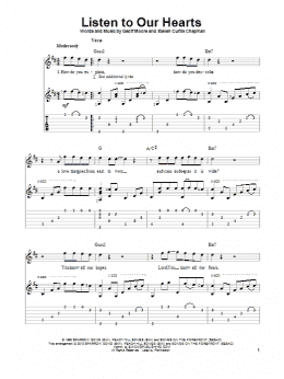 page one of Listen To Our Hearts (Solo Guitar)