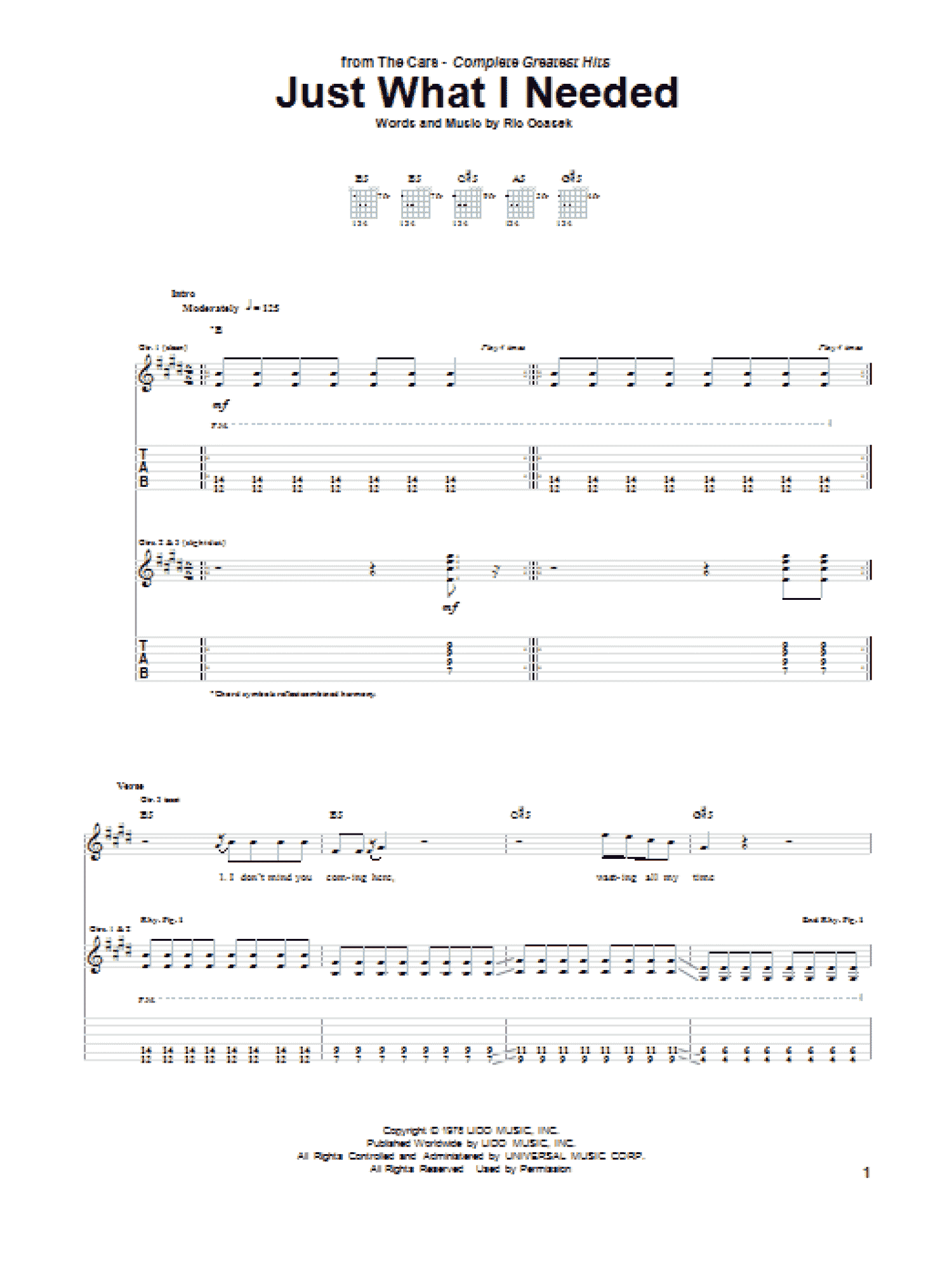 Just What I Needed (Guitar Tab)