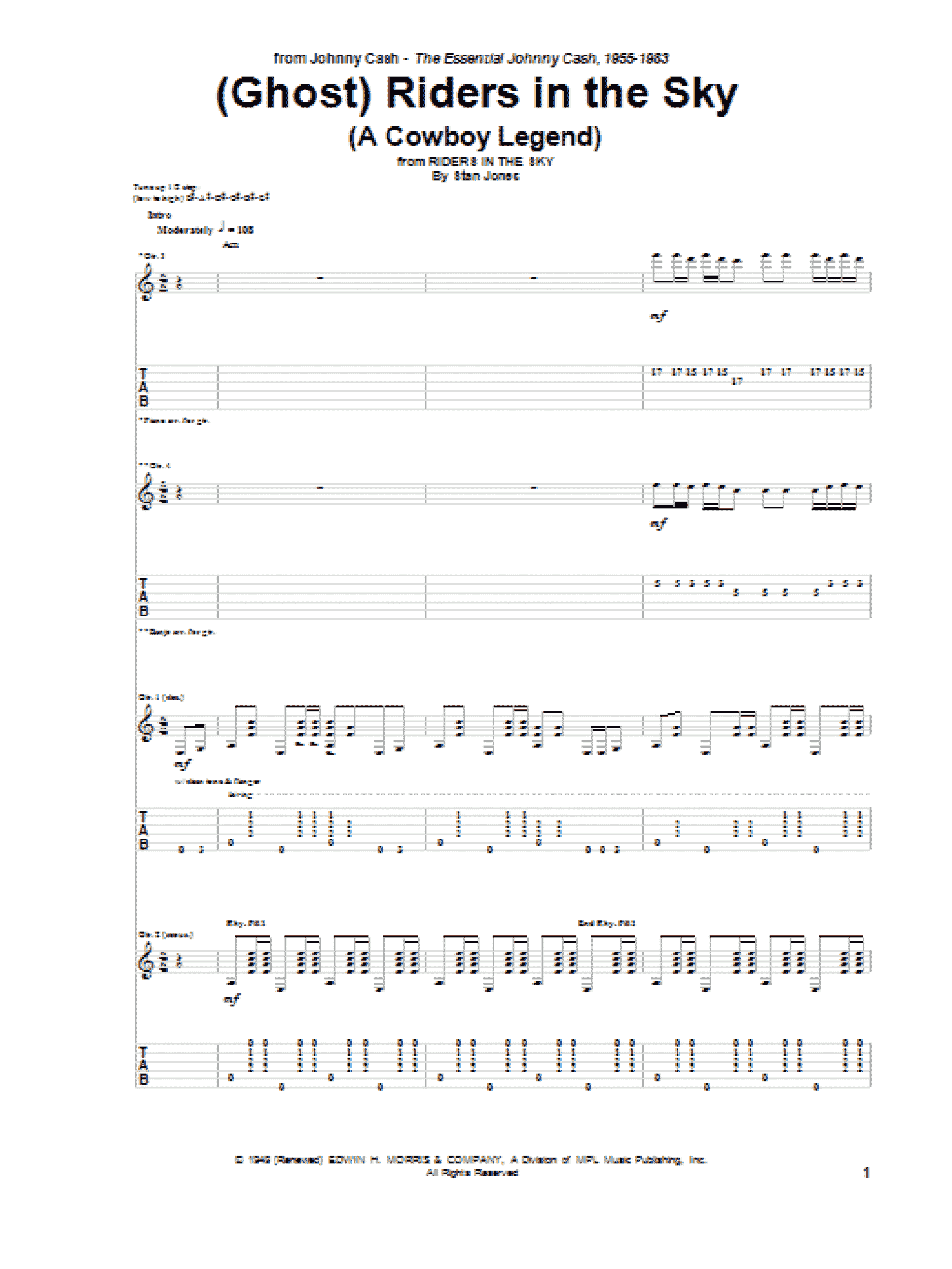 (Ghost) Riders In The Sky (A Cowboy Legend) (Guitar Tab)