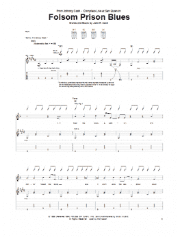 page one of Folsom Prison Blues (Guitar Tab)