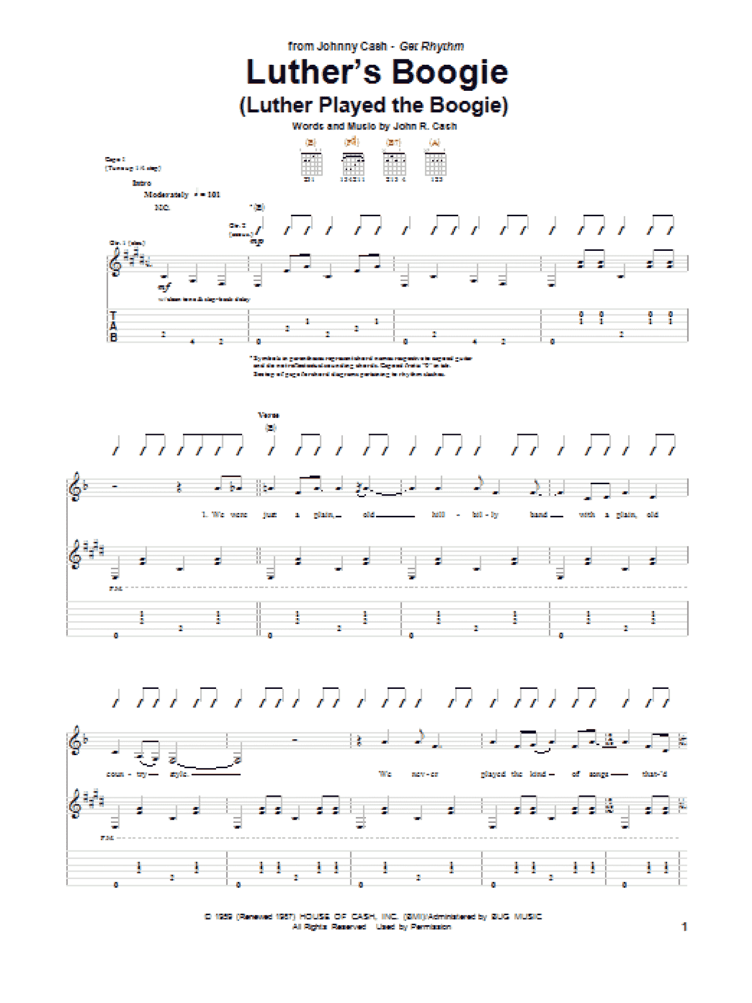 Luther's Boogie (Luther Played The Boogie) (Guitar Tab)