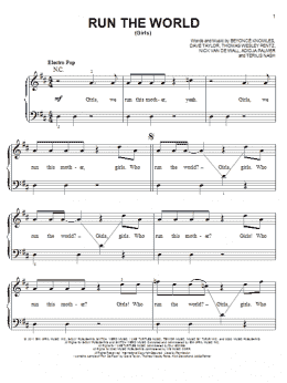 page one of Run The World (Girls) (Easy Piano)