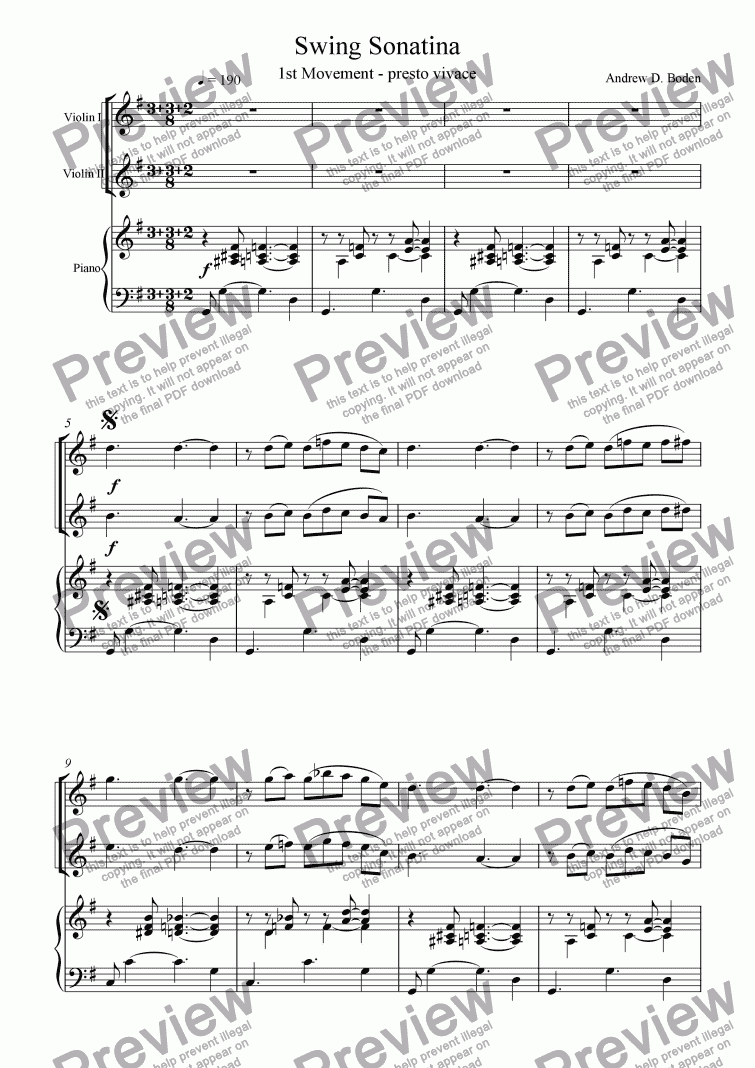 page one of Swing Sonatina
