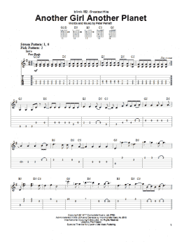 page one of Another Girl Another Planet (Easy Guitar Tab)