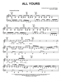 page one of All Yours (Piano, Vocal & Guitar Chords (Right-Hand Melody))