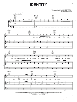 page one of Identity (Piano, Vocal & Guitar Chords (Right-Hand Melody))