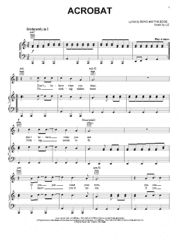 page one of Acrobat (Piano, Vocal & Guitar Chords (Right-Hand Melody))