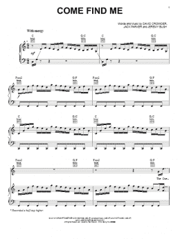page one of Come Find Me (Piano, Vocal & Guitar Chords (Right-Hand Melody))